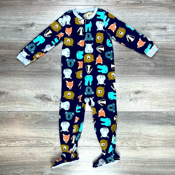 Carter’s Fleece Footed Pajama’s 4T Animals Navy Blue - Picture 2 of 11